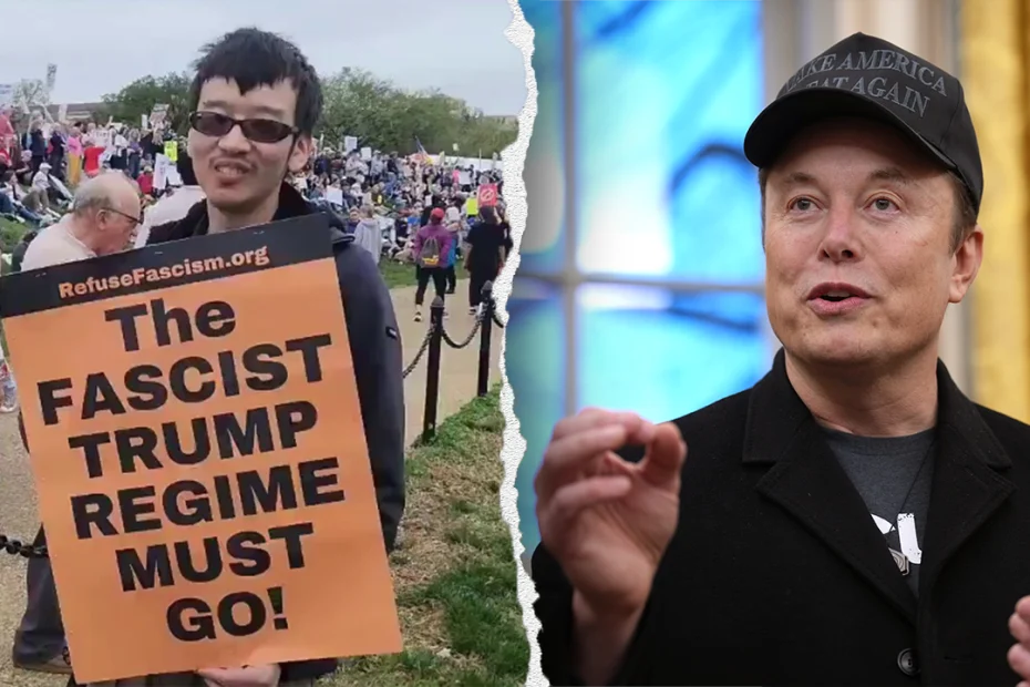 Musk slams ‘puppetmasters’ after protesters struggle to explain why they call Trump a ‘fascist’ in viral vid